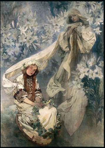Alphonse MuchaMadonna of the Lilies, 1905Mainittava aina julkaistaessa:Bör alltid nämnas vid publicering:Usage of the image in any form is permitted only by crediting: Copyright © Mucha Trust 2004