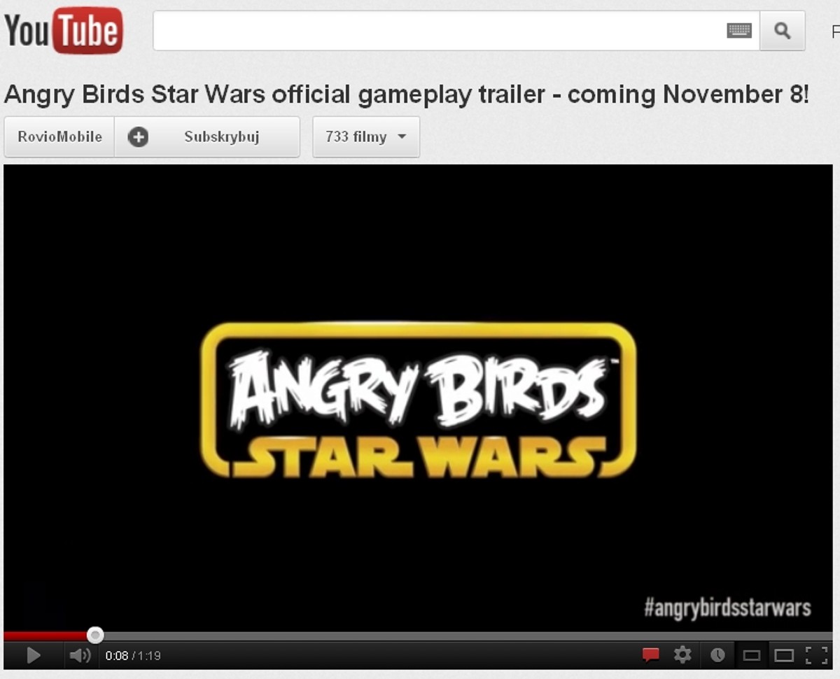 Angry Birds Star Wars na YouTube