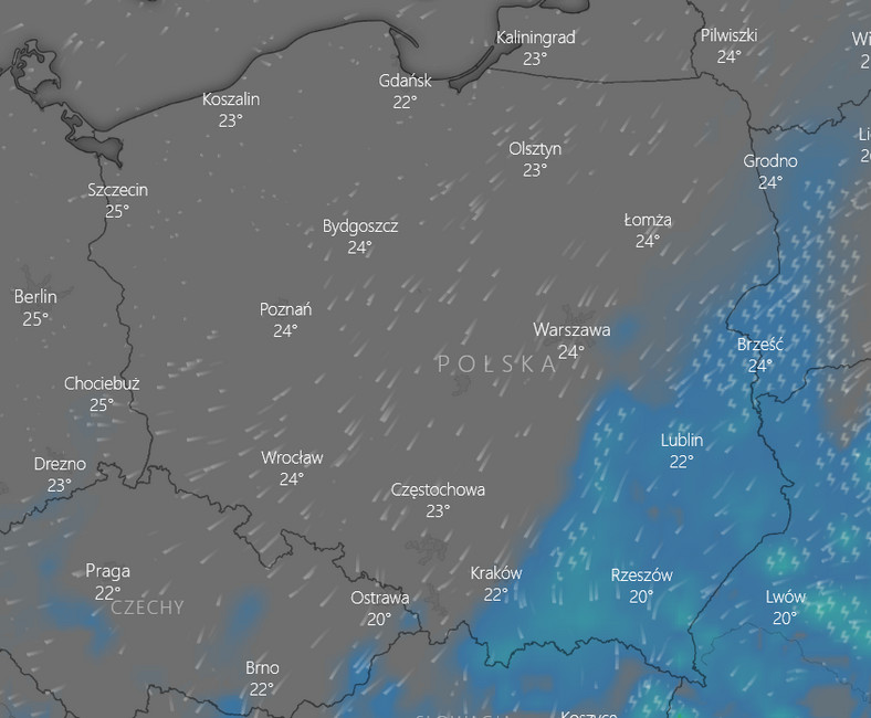 Burze i opady w środę o godz. 12