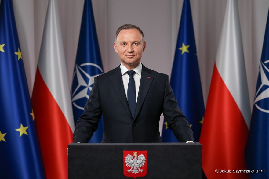 Andrzej Duda podczas wygłaszania orędzia (06.06.2023)