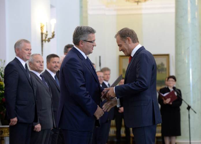 Uroczystość przyjęcia przez prezydenta RP dymisji Rady Ministrów w Pałacu Prezydenckim w Warszawie