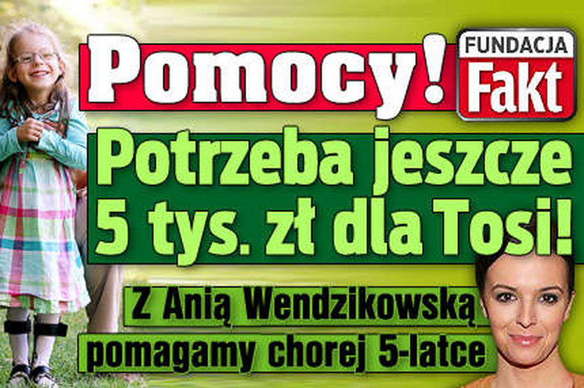 Podarujcie chorej Tosi drugą połowę pieniędzy na rehabilitację!