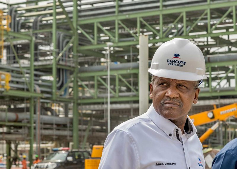 Aliko Dangote during a visit to the fertilizer plant under construction in Lagos State. Credit: ANDREW ESIEBO FOR BLOOMBERG BUSINESSWEEK 