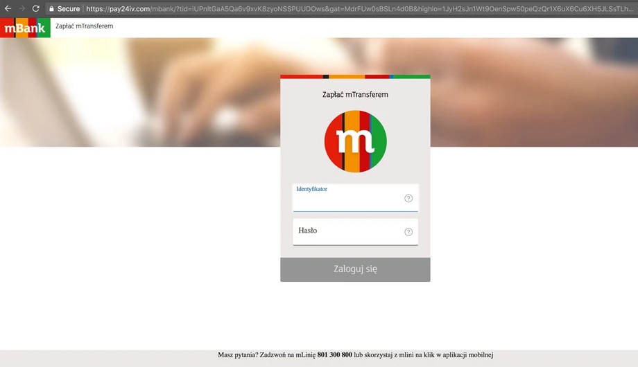 Fałszywa strona logowania do mBanku. Źródło: niebezpiecznik.pl