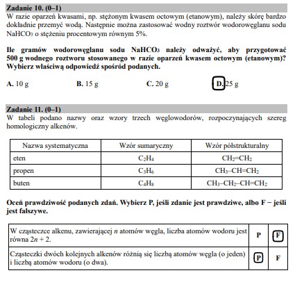 Egzamin gimnazjalny z części przyrodniczej - odpowiedzi 