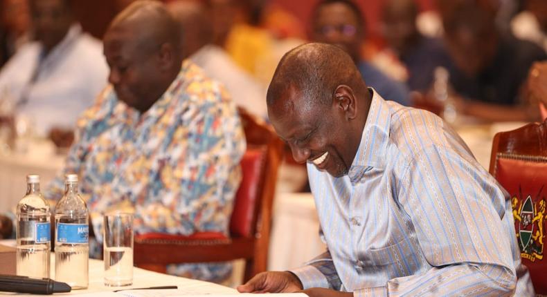 President William Ruto at the 9th National and County Coordinating Summit at Enashipai Hotel, Naivasha, Nakuru County on February 11, 2023.