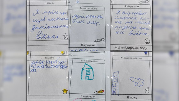 Materiały z lekcji z dziećmi z Ukrainy, które pisały o swoich marzeniach, potrzebach i uczuciach 