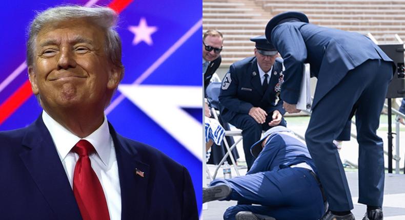 That's bad - Trump reacts as Biden tumbles on Air Force stage. [File]