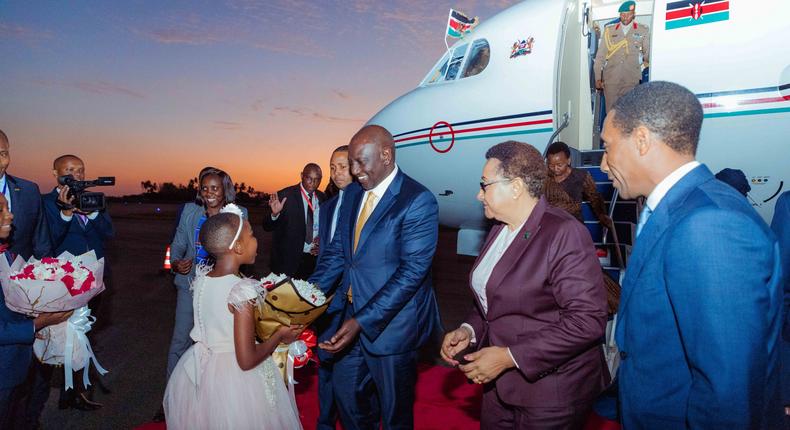 President William Ruto arrived in Dar es Salaam for a two-day state visit.