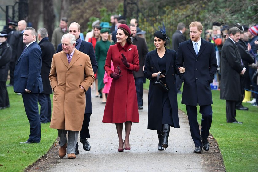 Members of Royal family arrive at St Mary Magdalene's church for the Royal Family's Christmas Day se