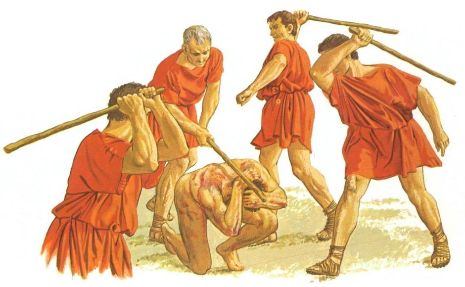 W starożytnym Rzymie — fustuarium, czyli “kara pałowaniem” była surową formą dyscypliny wojskowej