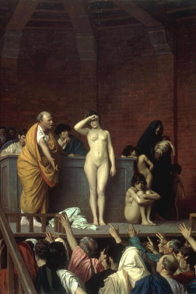 "Targ niewolników w Rzymie" – Jean-Léon Gérôme (ok. 1884 r.)