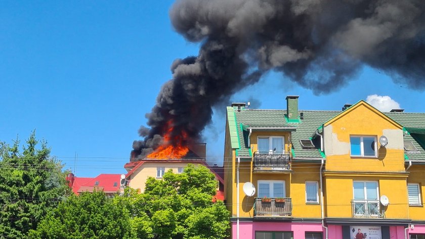 Pożar domu w Zgierzu. Dach płonął jak pochodnia