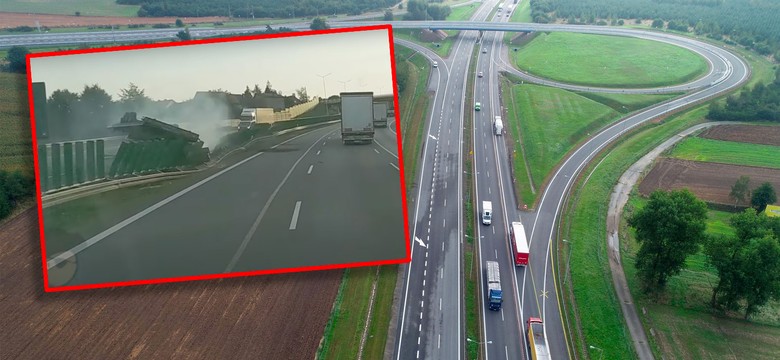 Masakra na autostradzie A4. Laweta wylądowała na barierkach [NAGRANIE]