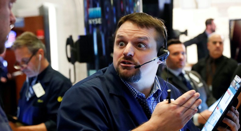 A trader reacts as he works on the floor of the New York Stock Exchange (NYSE) in New York, U.S., March 18, 2020.Lucas Jackson/Reuters