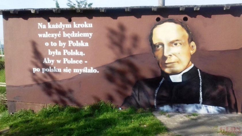 Mural z kardynałem Wyszyńskim