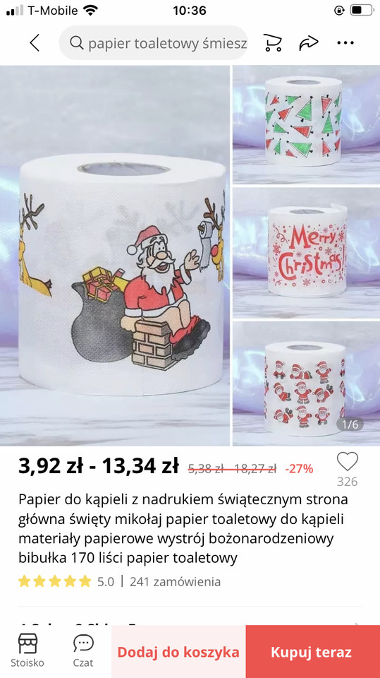 Papier toaletowy ze świątecznym motywem