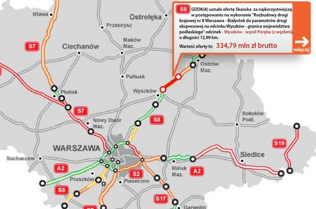 S8 - odcinek Wyszków - węzeł Poręba