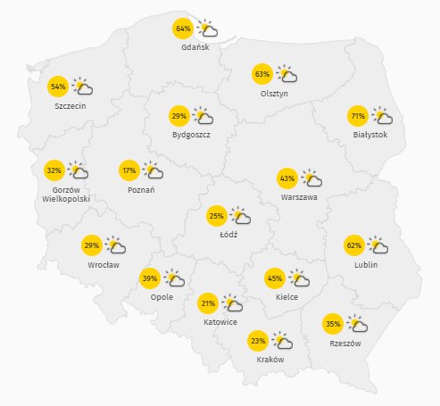 Prognoza zachmurzenia w niedzielę 6 grudnia