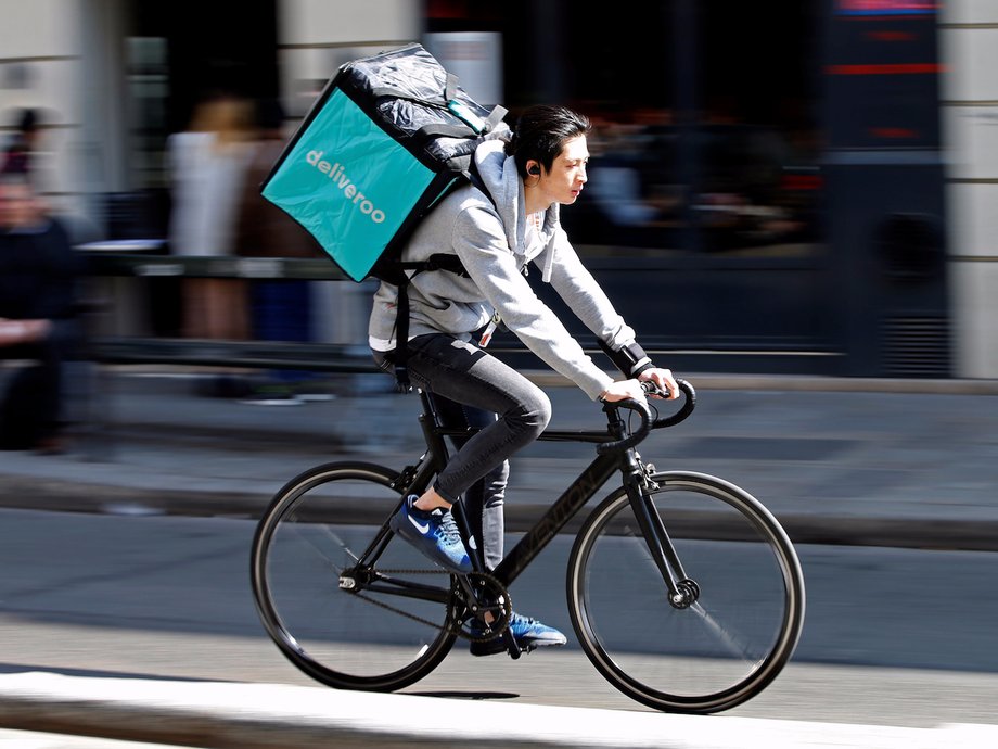 A Deliveroo courier.