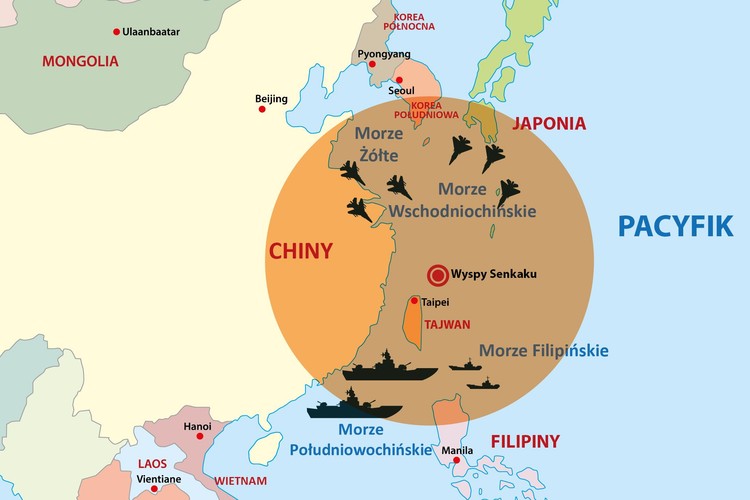 Punktem zapalnym mogą stać się konfrontacje między chińską marynarką a rybakami na Morzu Południowochińskim. Ponadto ponownie wybuchnie chińsko-japoński konflikt o sporne wyspy Senkaku / Daioyu. W walki nad spornym obszarem zaangażowane będzie chińskie i japońskie lotnictwo. Konflikt będzie eskalował, do sporu angażują się sojusznicy obu stron.