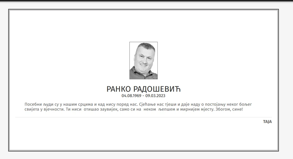 Čitulja za Eskobara