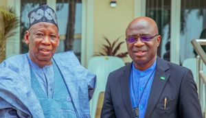 APC national chairman, Abdullahi Ganduje, and Governor Hyacinth Alia of Benue State [X]