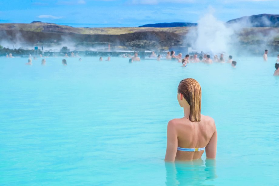 Iceland's Blue Lagoon, where Rhodothermus marinus bacteria grow.