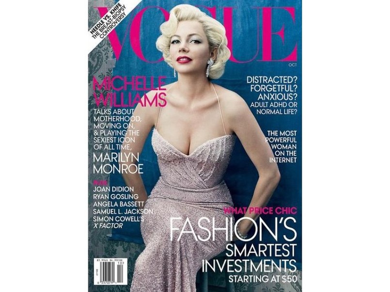 Michelle Williams jako Marilyn Monroe w obiektywie Annie Leibovitz na okładce amerykańskiej edycji „Vogue”. Źródło: Vogue