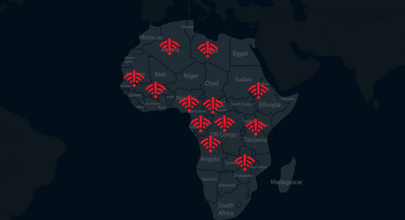 five African countries with the costliest internet shutdown in 2023.