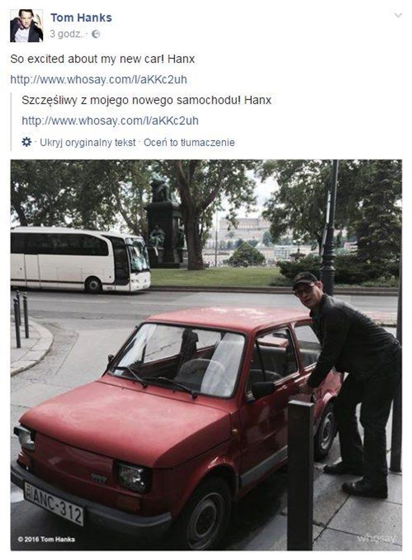 Tom Hanks ma nowe auto! Nie uwierzysz jakie