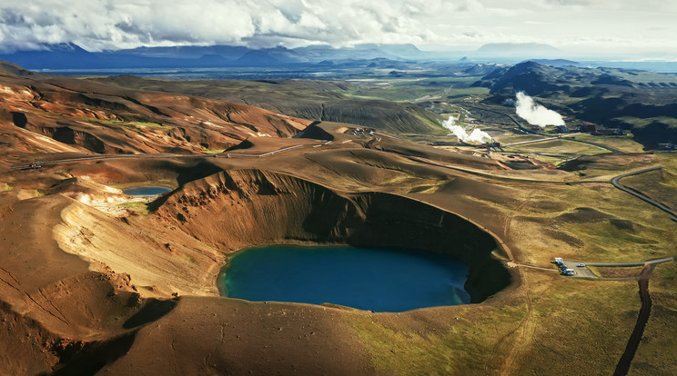 Légifelvétel a Krafla vulkáni kalderáról Izlandon / Fotó: Getty Images