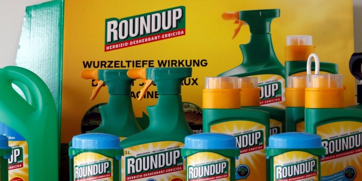 Monsanto's Roundup weedkiller atomizers are displayed in the company headquarters in Morges
