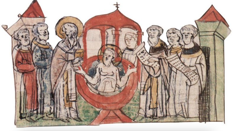 Fragment kroniki Radziwiłłów. Chrzest Wołodymyra, 988 r.
