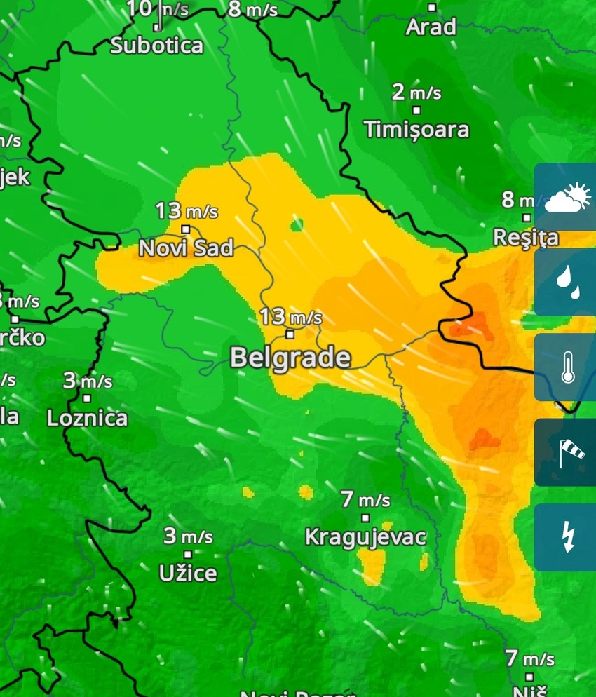 Radar za vetar u noći između petka i subote