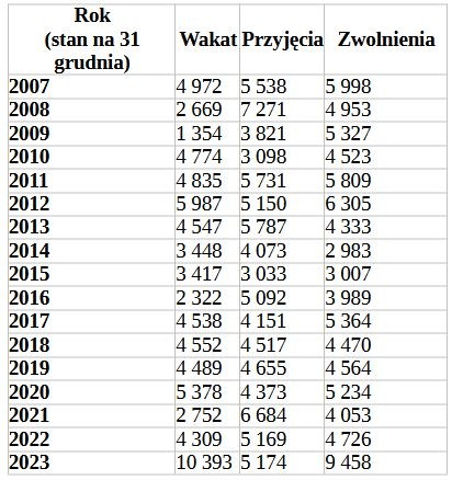 Sytuacja kadrowa w policji w latach 2007-2023