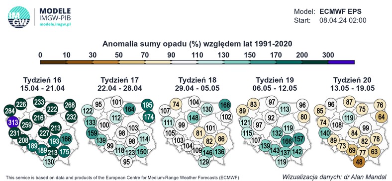 Bardziej sucho zrobi się dopiero w drugiej dekadzie maja