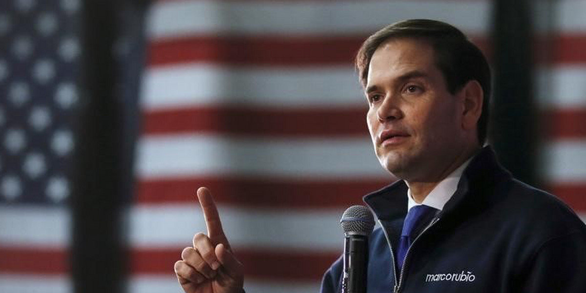 Republican presidential candidate Marco Rubio speaks at a campaign event in Manchester, New Hampshire