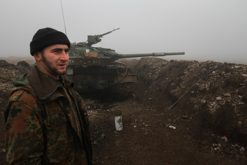 Ukraiński żołnierz w Donbasie, 2014 r.