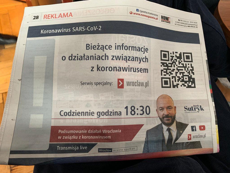 Radny PiS domaga się od prezydenta Wrocławia wyjaśnień ws. reklamy w prasie