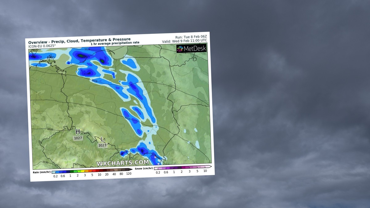 Prognoza pogody na środę, 9 lutego. Będzie bardzo ciepło, ale deszczowo