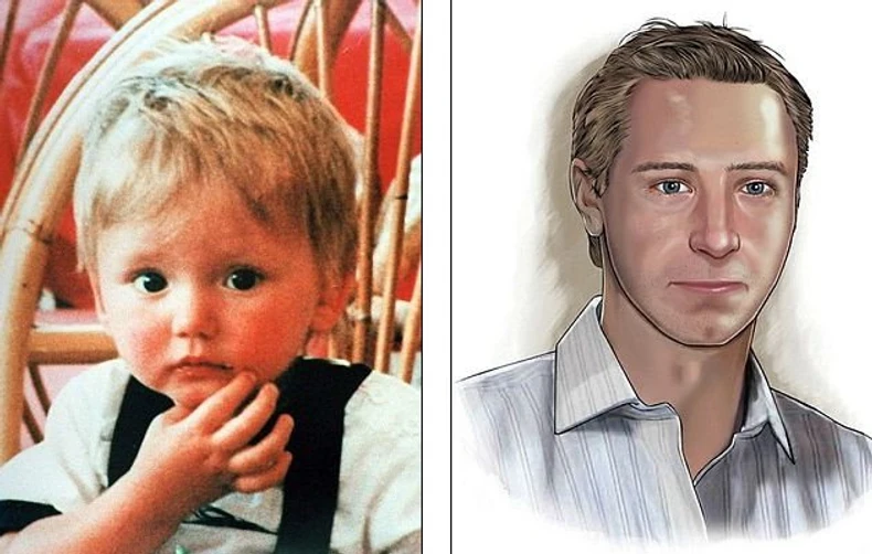 Ben na porodičnoj fotografiji (levo) i policijskom fotorobotu
