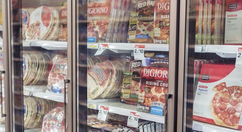 frozen pizza grocery aisle