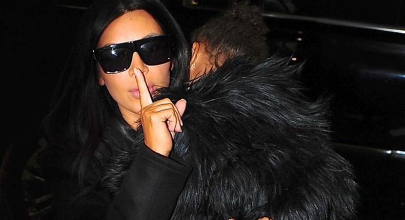 Kim Kardashian shhh press as North West takes a nap