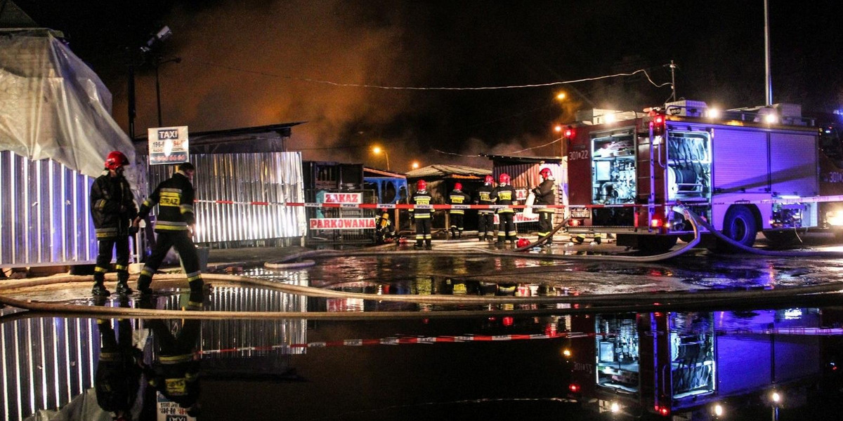 Pożar targowiska przy ul. Ruskiej w Lublinie 