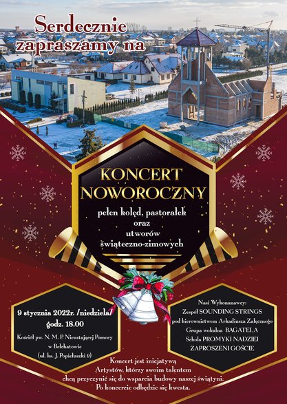 Zbiórka pieniędzy na nową świątynie na Osiedlu Olszyńskim. Koncert Noworoczny w Bełchatowie