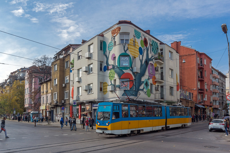 Widok na ulice Grafa Ignatieva, Sofia, Bułgaria