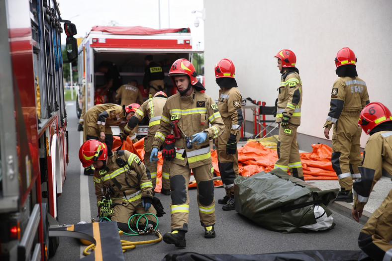 Ćwiczenia z próbnej ewakuacji w Szpitalu Uniwersyteckim w Krakowie (17.05.2022)