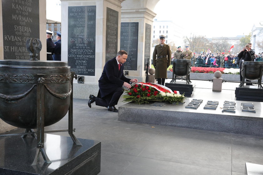 Andrzej Duda w czasie uroczystości z okazji święta Niepodległości