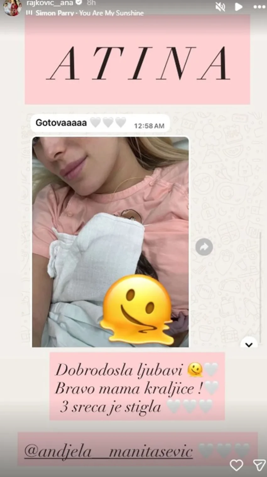 Anđela Manitašević se porodila
